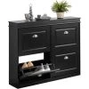 SoBuy FSR79-SCH Schuhschrank Mit 4 Klappen Schuhregal Schuhkipper Mit 8 Ablageflächen Schuhkommode Schuhablage Schwarz BHT Ca.: 105x82x24cm -Möbelhaus 53550884 1