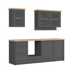 Klassische Küche, Schränke, Küchenzeile 230 Cm Hell Oder Grau Neu&Schnell -Möbelhaus 537813102 1