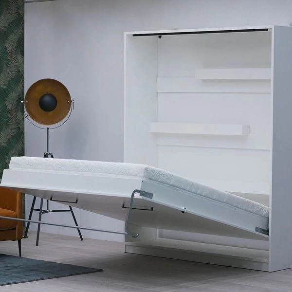 Schrankbett Wandbett Klappbett Vertikal MD 160 X 200 Weiß Eiche Lancelot 4 Schrankbett Wandbett Klappbett Vertikal MD 160 X 200 Weiß Eiche Lancelot – Bild 2