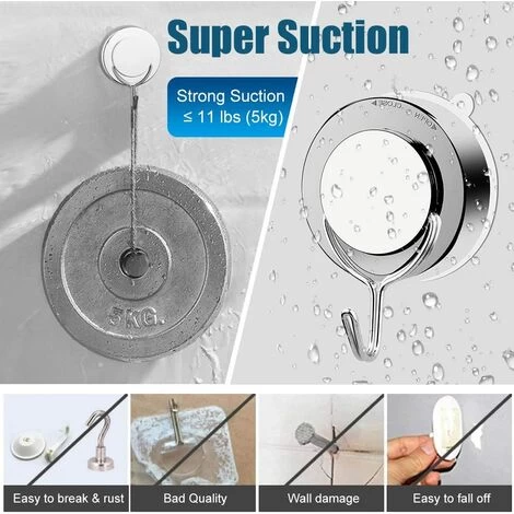 Saugnapf Haken Extra Stark Saughaken Vakuum Wandhaken Handtuchhaken Haken Ohne Bohren, Edelstahl Handtuchhalter Für Fenster Glas Bad Küche Badezimmer 5KG Belastbar (4) 5 Saugnapf Haken Extra Stark Saughaken Vakuum Wandhaken Handtuchhaken Haken Ohne Bohren, Edelstahl Handtuchhalter Für Fenster Glas Bad Küche Badezimmer 5KG Belastbar (4) – Bild 3