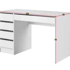 Schminktisch ADA Schreibtisch 120 Cm Modern Mit 5 Schubladen Weiß Schwarz 12 Schminktisch ADA Schreibtisch 120 Cm Modern Mit 5 Schubladen Weiß Schwarz -Möbelhaus 554505187