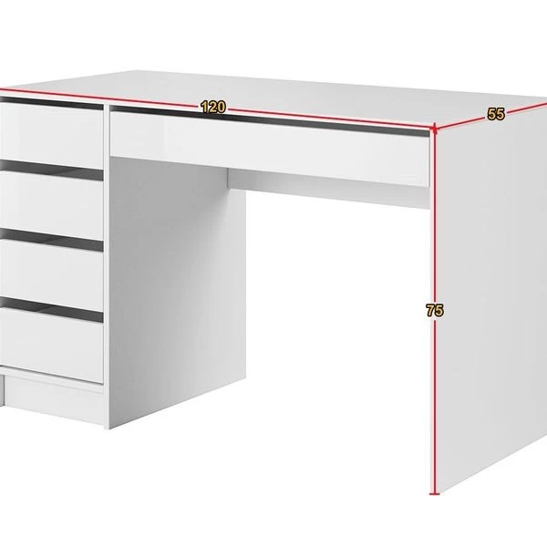 Schminktisch ADA Schreibtisch 120 Cm Modern Mit 5 Schubladen Weiß Schwarz 5 Schminktisch ADA Schreibtisch 120 Cm Modern Mit 5 Schubladen Weiß Schwarz – Bild 3