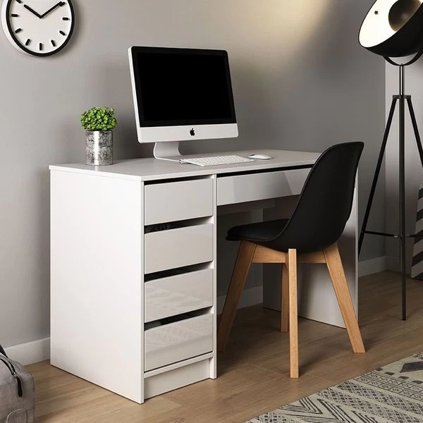 Schminktisch ADA Schreibtisch 120 Cm Modern Mit 5 Schubladen Weiß Schwarz 6 Schminktisch ADA Schreibtisch 120 Cm Modern Mit 5 Schubladen Weiß Schwarz – Bild 4