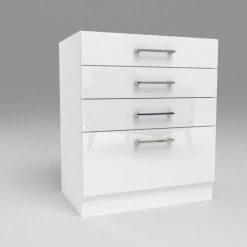 Küchen Unterschrank Mit 4 Schubladen Weiß Hochglanz , Matt 30-80 Cm