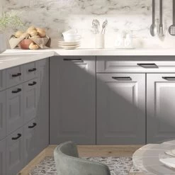 Küche Küchenzeile Landhaus Grau 260cm Individuell Stellbar Soft Close -Möbelhaus 556964003