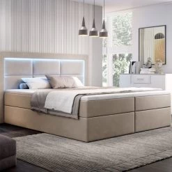 Boxspringbett Aston Bett Mit 2x Bettkasten Inkl. 16 Farben LED Und Fussteil -Möbelhaus 557341697