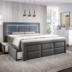 Boxspringbett Aston Bett Mit 2x Bettkasten Inkl. 16 Farben LED Und Fussteil -Möbelhaus 557341704