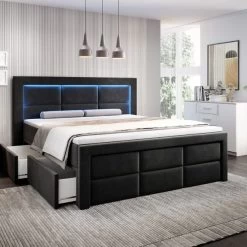 Boxspringbett Aston Bett Mit 2x Bettkasten Inkl. 16 Farben LED Und Fussteil -Möbelhaus 557341705