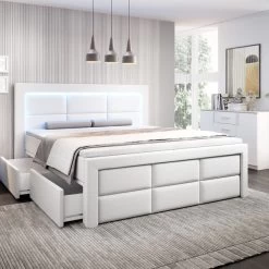 Boxspringbett Aston Bett Mit 2x Bettkasten Inkl. 16 Farben LED Und Fussteil -Möbelhaus 557341708