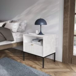 Moderner Weiß Nachttisch Für Schlafzimmer, Wohnzimmer-Nova S54 16 Moderner Weiß Nachttisch Für Schlafzimmer, Wohnzimmer-Nova S54 -Möbelhaus 558508256