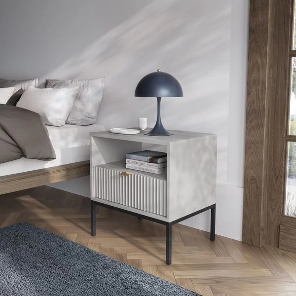 Moderner Weiß Nachttisch Für Schlafzimmer, Wohnzimmer-Nova S54 9 Moderner Weiß Nachttisch Für Schlafzimmer, Wohnzimmer-Nova S54 – Bild 8