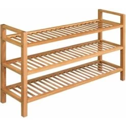 Schuhregal Mit 3 Etagen 100x27x60 Cm Massivholz Eiche VidaXL