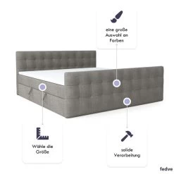 Boxspringbett Schlafzimmerbett Pumikas LUX Mit Bettkästen Bonell-Matratze Und Topper -Möbelhaus 559219214