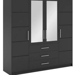 Kleiderschrank BALI D4 Drehtürenschrank Schrank Schubladen 2 Farben Spiegel ! -Möbelhaus 562203144