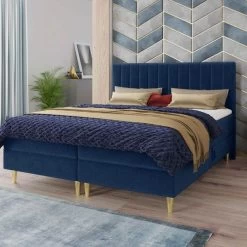 Bett Boxspringbett GOLD + 2 Bettkästen, Bettgestell, Polsterbett, Velours Stoff -Möbelhaus 563280368