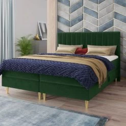 Bett Boxspringbett GOLD + 2 Bettkästen, Bettgestell, Polsterbett, Velours Stoff -Möbelhaus 563280369