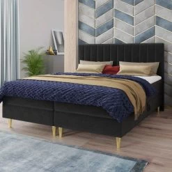 Bett Boxspringbett GOLD + 2 Bettkästen, Bettgestell, Polsterbett, Velours Stoff -Möbelhaus 563280373