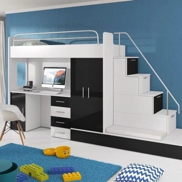 Hochbett Mit Schreibtisch TOMI 5 , Schrank, Treppe Und Gästebett In Hochglanz ! 12 Hochbett Mit Schreibtisch TOMI 5 , Schrank, Treppe Und Gästebett In Hochglanz ! – Bild 10