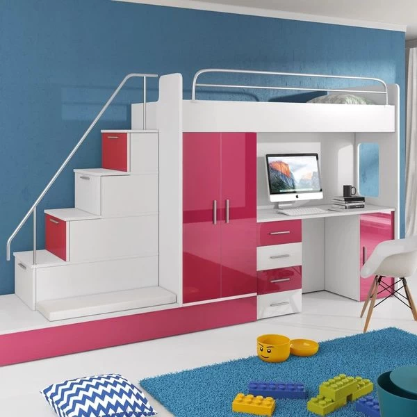 Hochbett Mit Schreibtisch TOMI 5 , Schrank, Treppe Und Gästebett In Hochglanz ! 13 Hochbett Mit Schreibtisch TOMI 5 , Schrank, Treppe Und Gästebett In Hochglanz ! – Bild 11