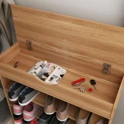 Soges Schuhregal Aus Holzverbundstoff Mit 5 Ebenen Schuhregal Für Den Wohnzimmerflur, Größe 75 X 24 X 94 Cm -Möbelhaus 56429857 4