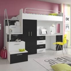 Etagenbett TOMI 4s - Doppelstockbett Hochglanz Weiss Grau Kinderbett Hochbett ! -Möbelhaus 567818461