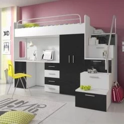 Etagenbett TOMI 4s - Doppelstockbett Hochglanz Weiss Grau Kinderbett Hochbett ! -Möbelhaus 567818462