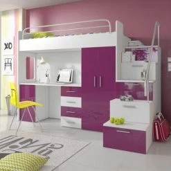 Etagenbett TOMI 4s - Doppelstockbett Hochglanz Weiss Grau Kinderbett Hochbett ! -Möbelhaus 567818464