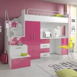 Etagenbett TOMI 4s - Doppelstockbett Hochglanz Weiss Grau Kinderbett Hochbett ! -Möbelhaus 567818465