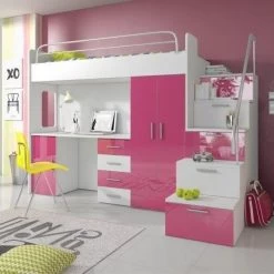 Etagenbett TOMI 4s - Doppelstockbett Hochglanz Weiss Grau Kinderbett Hochbett ! -Möbelhaus 567818467