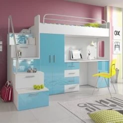 Etagenbett TOMI 4s - Doppelstockbett Hochglanz Weiss Grau Kinderbett Hochbett ! -Möbelhaus 567818468