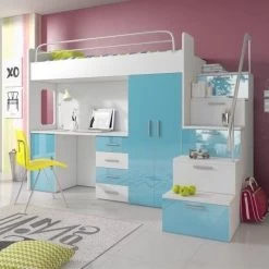 Etagenbett TOMI 4s - Doppelstockbett Hochglanz Weiss Grau Kinderbett Hochbett ! -Möbelhaus 567818469