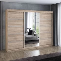 Schwebetürenschrank, 3-türig Schrank 200 Cm Mit 4 Schubladen, Und Spiegel- VILANO 1 -Möbelhaus 567844897