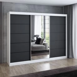 Schwebetürenschrank, 3-türig Schrank 200 Cm Mit 4 Schubladen, Und Spiegel- VILANO 2 26 Schwebetürenschrank, 3-türig Schrank 200 Cm Mit 4 Schubladen, Und Spiegel- VILANO 2 -Möbelhaus 567845663