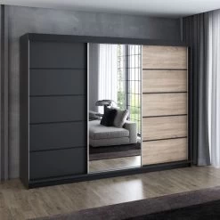 Schwebetürenschrank, 3-türig Schrank 200 Cm Mit 4 Schubladen, Und Spiegel- VILANO 2 31 Schwebetürenschrank, 3-türig Schrank 200 Cm Mit 4 Schubladen, Und Spiegel- VILANO 2 -Möbelhaus 567845695