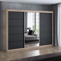 Schwebetürenschrank, 3-türig Schrank 200 Cm Mit 4 Schubladen, Und Spiegel- VILANO 2 37 Schwebetürenschrank, 3-türig Schrank 200 Cm Mit 4 Schubladen, Und Spiegel- VILANO 2 -Möbelhaus 567845743