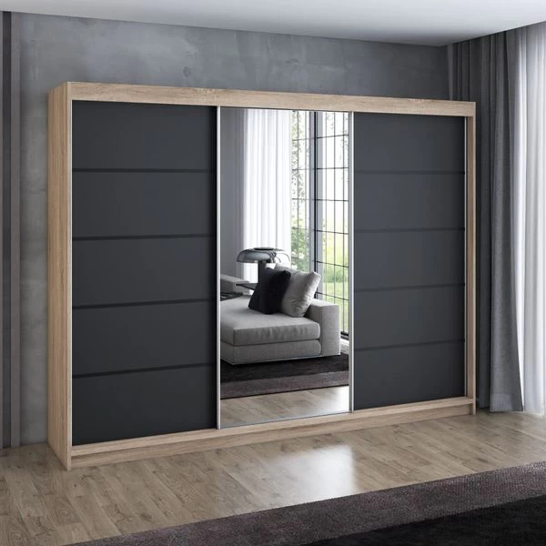 Schwebetürenschrank, 3-türig Schrank 200 Cm Mit 4 Schubladen, Und Spiegel- VILANO 2 18 Schwebetürenschrank, 3-türig Schrank 200 Cm Mit 4 Schubladen, Und Spiegel- VILANO 2 – Bild 16