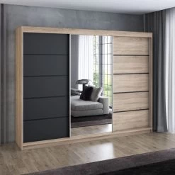 Schwebetürenschrank, 3-türig Schrank 200 Cm Mit 4 Schubladen, Und Spiegel- VILANO 2 38 Schwebetürenschrank, 3-türig Schrank 200 Cm Mit 4 Schubladen, Und Spiegel- VILANO 2 -Möbelhaus 567845796