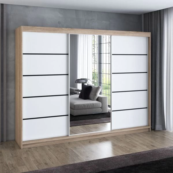 Schwebetürenschrank, 3-türig Schrank 200 Cm Mit 4 Schubladen, Und Spiegel- VILANO 2 21 Schwebetürenschrank, 3-türig Schrank 200 Cm Mit 4 Schubladen, Und Spiegel- VILANO 2 – Bild 19