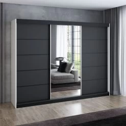 Schwebetürenschrank, 3-türig Schrank 200 Cm Mit 4 Schubladen, Und Spiegel- VILANO 4 -Möbelhaus 567846959