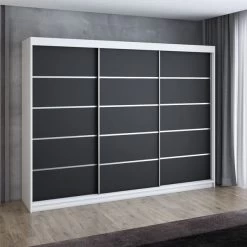 Schwebetürenschrank, 3-türig Schrank 200 Cm Mit 4 Schubladen- Kleiderschrank FLIX 21 Schwebetürenschrank, 3-türig Schrank 200 Cm Mit 4 Schubladen- Kleiderschrank FLIX -Möbelhaus 568052858