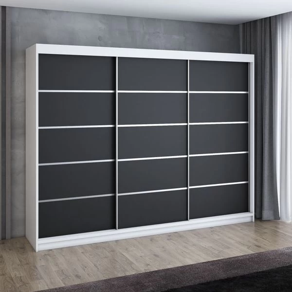 Schwebetürenschrank, 3-türig Schrank 200 Cm Mit 4 Schubladen- Kleiderschrank FLIX 6 Schwebetürenschrank, 3-türig Schrank 200 Cm Mit 4 Schubladen- Kleiderschrank FLIX – Bild 4