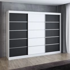 Schwebetürenschrank, 3-türig Schrank 200 Cm Mit 4 Schubladen- Kleiderschrank FLIX 22 Schwebetürenschrank, 3-türig Schrank 200 Cm Mit 4 Schubladen- Kleiderschrank FLIX -Möbelhaus 568052862