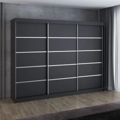 Schwebetürenschrank, 3-türig Schrank 200 Cm Mit 4 Schubladen- Kleiderschrank FLIX 23 Schwebetürenschrank, 3-türig Schrank 200 Cm Mit 4 Schubladen- Kleiderschrank FLIX -Möbelhaus 568052865