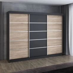 Schwebetürenschrank, 3-türig Schrank 200 Cm Mit 4 Schubladen- Kleiderschrank FLIX 25 Schwebetürenschrank, 3-türig Schrank 200 Cm Mit 4 Schubladen- Kleiderschrank FLIX -Möbelhaus 568052879