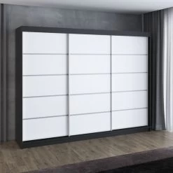 Schwebetürenschrank, 3-türig Schrank 200 Cm Mit 4 Schubladen- Kleiderschrank FLIX 26 Schwebetürenschrank, 3-türig Schrank 200 Cm Mit 4 Schubladen- Kleiderschrank FLIX -Möbelhaus 568052882