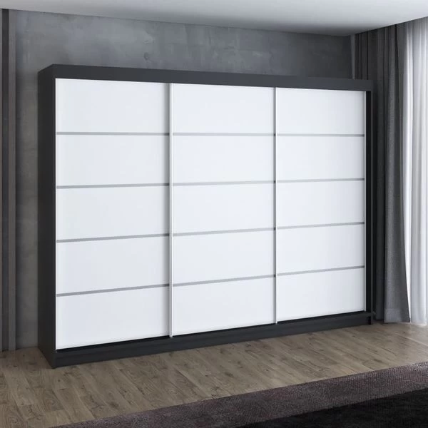 Schwebetürenschrank, 3-türig Schrank 200 Cm Mit 4 Schubladen- Kleiderschrank FLIX 11 Schwebetürenschrank, 3-türig Schrank 200 Cm Mit 4 Schubladen- Kleiderschrank FLIX – Bild 9
