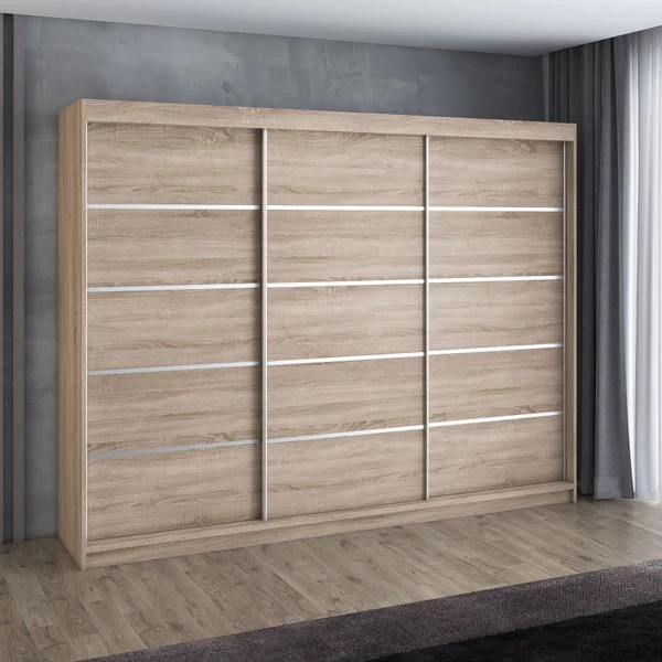 Schwebetürenschrank, 3-türig Schrank 200 Cm Mit 4 Schubladen- Kleiderschrank FLIX 13 Schwebetürenschrank, 3-türig Schrank 200 Cm Mit 4 Schubladen- Kleiderschrank FLIX – Bild 11