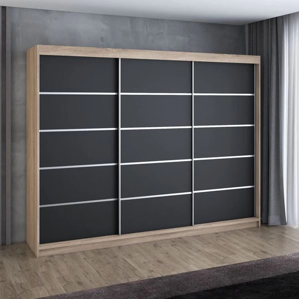 Schwebetürenschrank, 3-türig Schrank 200 Cm Mit 4 Schubladen- Kleiderschrank FLIX 14 Schwebetürenschrank, 3-türig Schrank 200 Cm Mit 4 Schubladen- Kleiderschrank FLIX – Bild 12