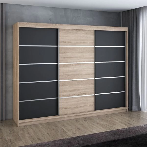 Schwebetürenschrank, 3-türig Schrank 200 Cm Mit 4 Schubladen- Kleiderschrank FLIX 15 Schwebetürenschrank, 3-türig Schrank 200 Cm Mit 4 Schubladen- Kleiderschrank FLIX – Bild 13
