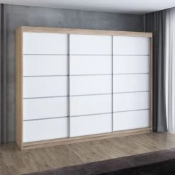 Schwebetürenschrank, 3-türig Schrank 200 Cm Mit 4 Schubladen- Kleiderschrank FLIX 31 Schwebetürenschrank, 3-türig Schrank 200 Cm Mit 4 Schubladen- Kleiderschrank FLIX -Möbelhaus 568052920